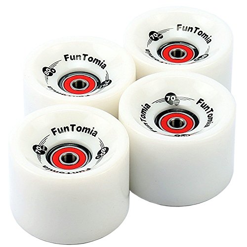 FunTomia 4 Stück Longboard/Skateboard Rollen (Big Wheels) in 70x51mm 80A inkl. Mach1...