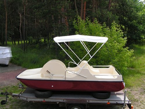 Colano Tretboot Seestern Bordeauxrot/Beige mit Sonnenverdeck