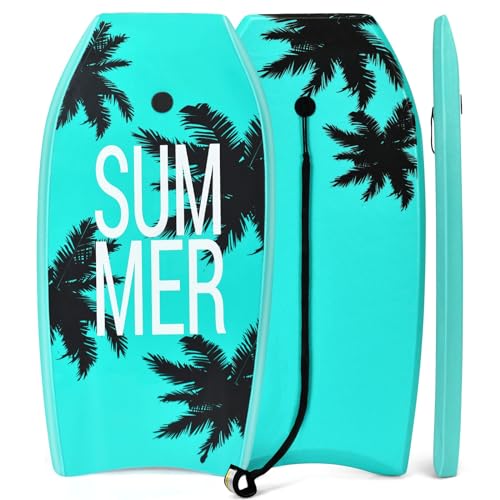 GYMAX Surfbrett, Schwimmbrett mit Zugseil & EPS Schaumstoff-Kern, Bodyboard Surfboard für...