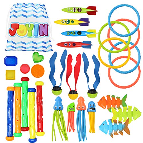 JOYIN 30 Stück Tauchen Spielzeug Unterwasser, Kinder Tauchspielzeug Set: 5 Tauchstäbe, 6...