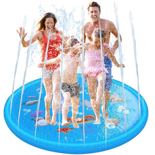 LOVICVKEM Kinder Wasser Spielen Matte 170 cm,Extra große aufblasbare Kinder Sprinkler...