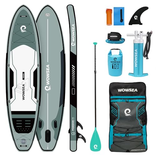 WOWSEA Poseidon P3 Aufblasbares Paddle Board, Langlebiges und Stabiles Touren Paddelboard,...