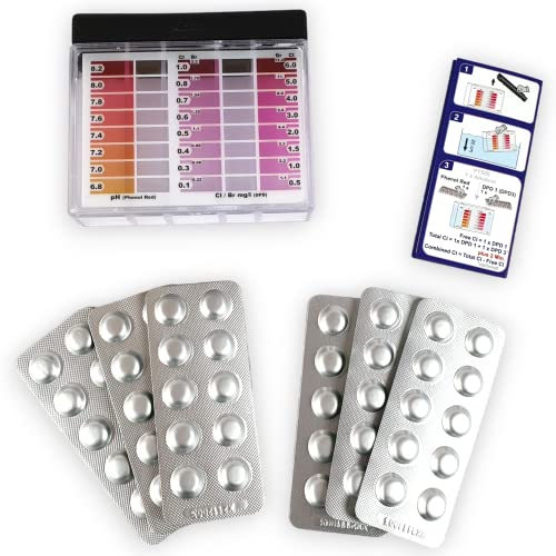 Premium Pooltest für Chlor und pH Wert mit 60 rapid Testtabletten je 30 x Chlor DPD1 und...