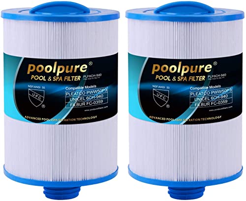 POOLPURE Spa Filter, Whirlpool Filter Replacement for Unicel 6CH-940, Pleatco PWW50P3,...