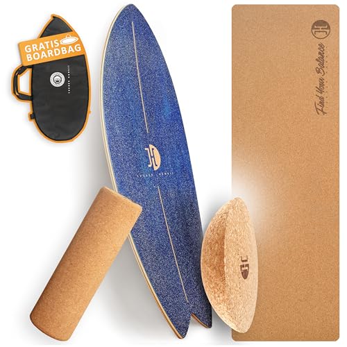 JUCKER HAWAII Balance Board Ocean Rocker Blue - Balanceboard aus 100% Echtholz mit...