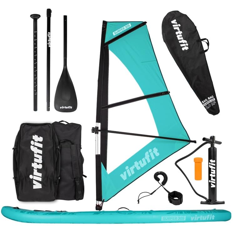 VirtuFit Supboard Surfer 305 - Türkis - Inklusive Windsurfer und Zubehör