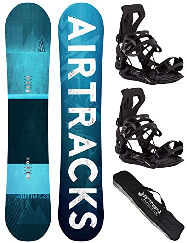 Airtracks Herren Snowboard Set Freeride Freestyle - Blue Drifter Hybrid Rocker Snowboard...