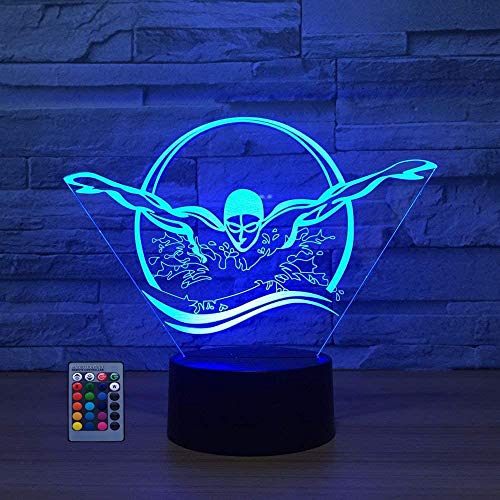 HPBN8 Ltd 3D Schwimmen Lampe USB-Strom Fernbedienung 7/16 Farben Optische Täuschung 3D...