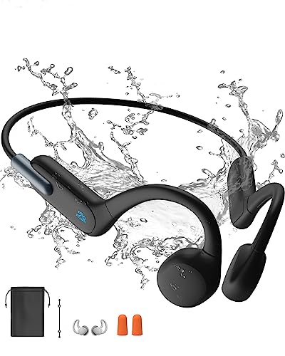 Kopfhörer Schwimmen, Knochenschall Bluetooth 5.3, Sport 32G-Speicher, IPX8 Wasserdicht,...