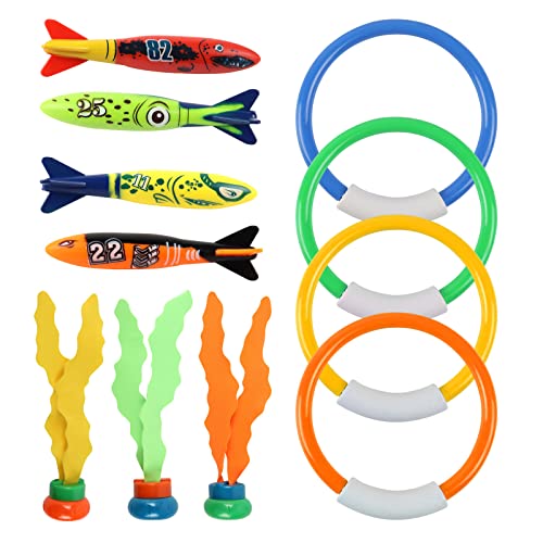IOPJLK Unterwasser Tauchspielzeug Set 11 Stück, Tauchringe für Kinder ab 4-12, Tauchring...