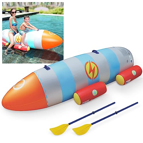 ONBEST aufblasbare XXL Wasser Rakete mit 2 x Paddel – 195x72x44cm – Bananenboot zum...