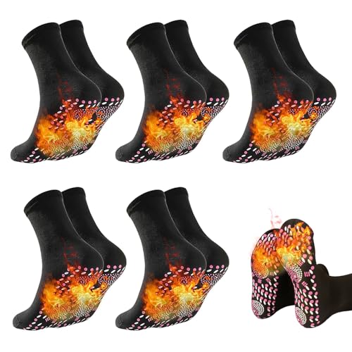 Selbsterwärmende Socken - 5 Paar Winter Thermosocken für Herren und Damen, Beheizbare...