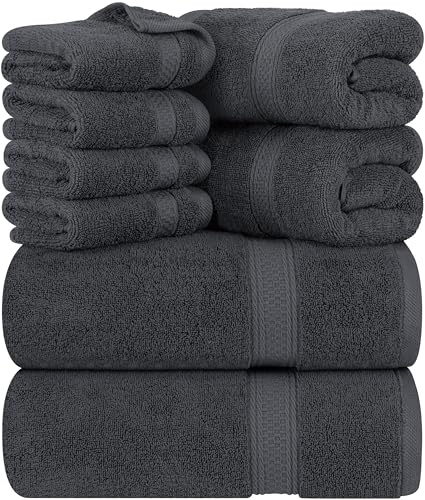 Utopia Towels - 8 teilig Handtücher Set aus Baumwolle mit Aufhänger - 2 Badetuch, 2...