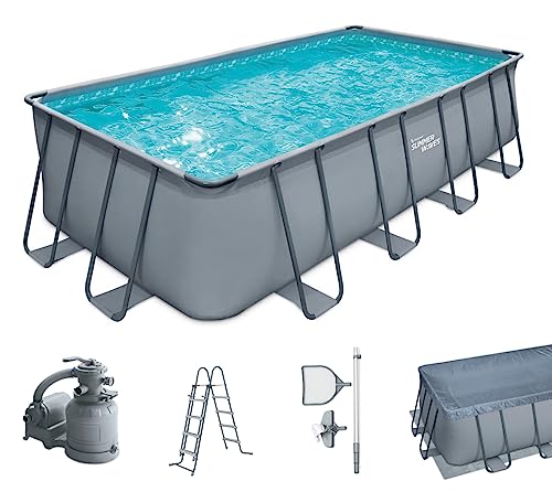 Summer Waves Frame Pool Komplettset | Rechteckig 549x274x132 cm Grau | Aufstellpool Set |...