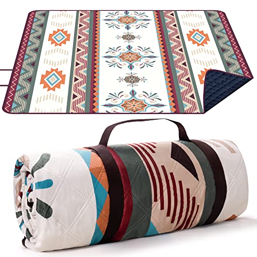 LARUTAN Outdoor Picknickdecke Boho, 200x200cm Stranddecke Sandfrei, Tragbare Waschbar...