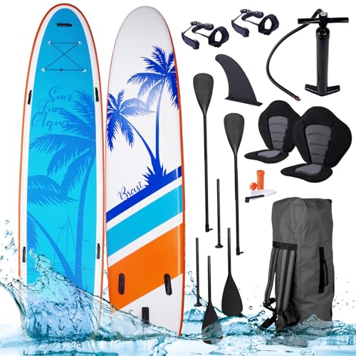 BRAST SUP Board Family | Aufblasbares Stand up Paddle Set XXL | 370x87x15cm bis 210kg...