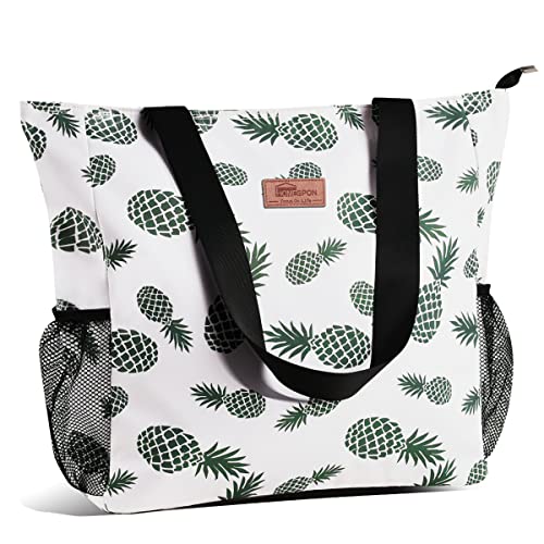 HOMESPON Große Wasserdichte Strandtasche mit Reißverschluss und Taschen für Damen...