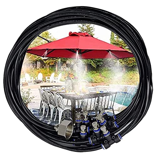 Tesmotor 8M Sprühnebel Kühlung Set, Outdoor Misting System mit 9 Messing Nebeldüsen,...