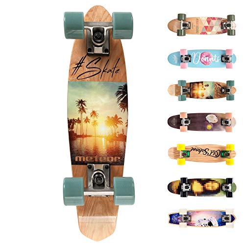 meteor Holz Skateboard Kinder - Mini Cruiser Kickboard - Skateboard mädchen Rollen Board...