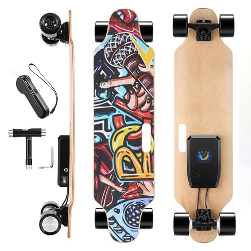 Caroma Skateboard Elektro, 90 cm elektrisches Longboard mit kabelloser Fernsteuerung