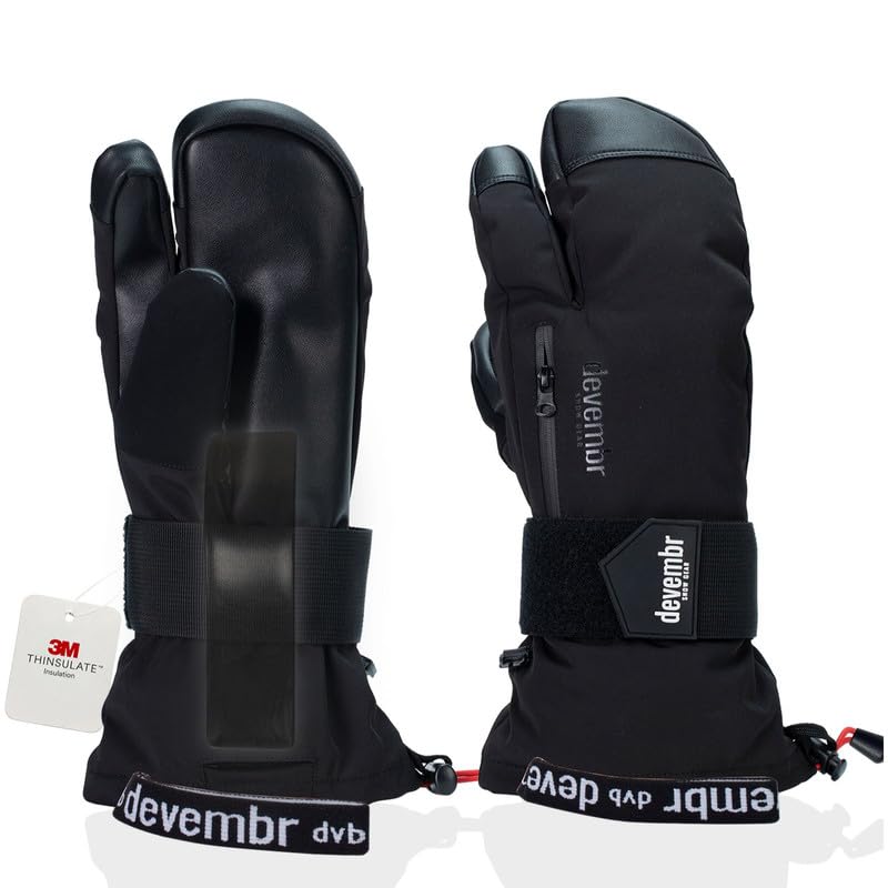 devembr 3-Finger-Skihandschuhe mit Handgelenkschutz, Warme Snowboardhandschuhe für Herren...