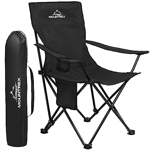 MOUNTREX Campingstuhl Klappbar (bis 120kg) - Klappstuhl mit Verstellbare Armlehne -...