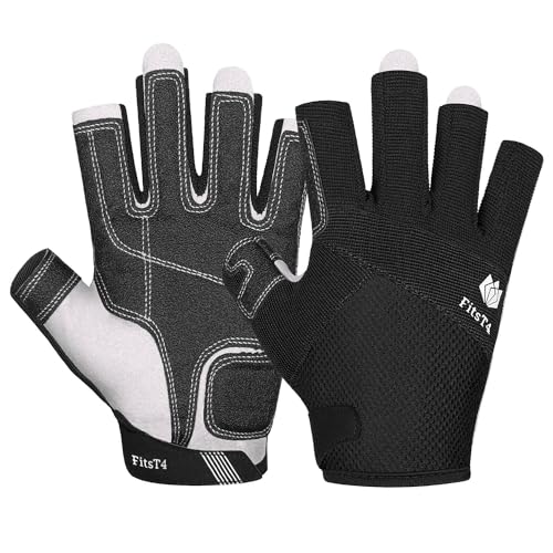 FitsT4 Sports Kajak Handschuhe 3/4-Finger gepolsterte Handfläche Mesh Rücken für...