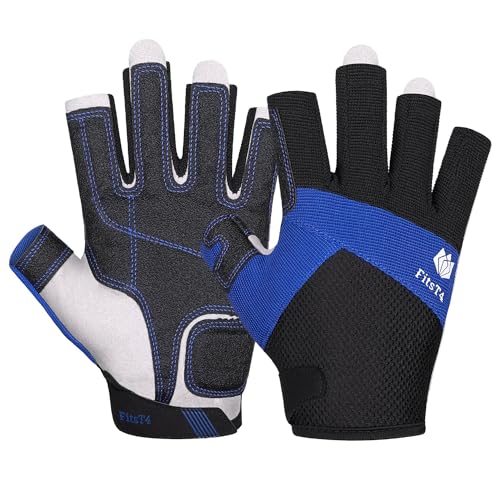 FitsT4 Sports Kajak Handschuhe 3/4-Finger gepolsterte Handfläche Mesh Rücken für...