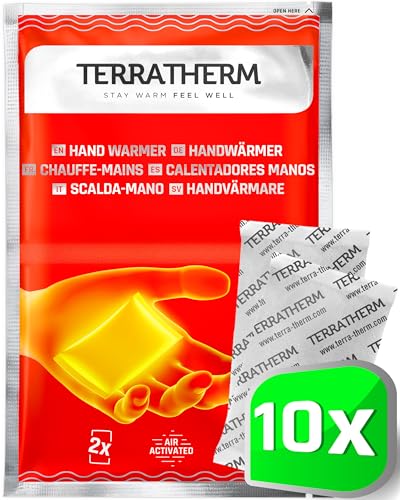 TerraTherm Handwärmer, Fingerwärmer für 12h warme Hände, Wärmepads Hand durch Luft...