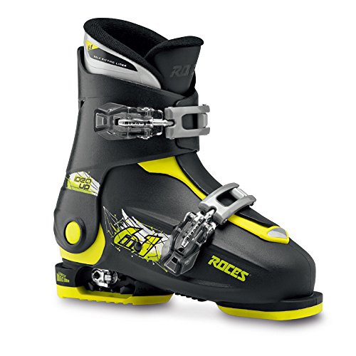 Roces Kinder Skischuhe Idea Up Größenverstellbar, Black-Lime, 30/35, 450491-018