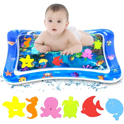 GROFIS Wassermatte Baby 66x50cm, BPA Frei PVC Babymatte Bauchlage Spielzeug Baby ab 3 6 9...