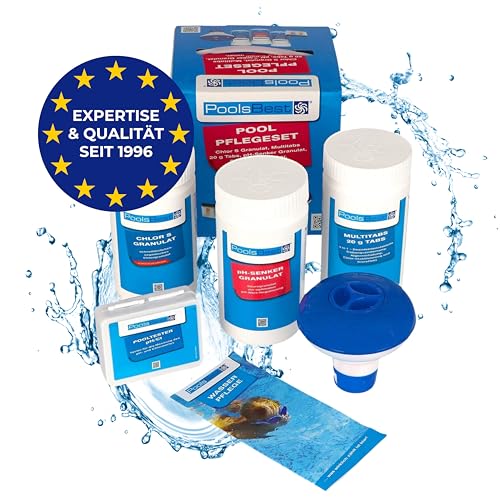 PoolsBest Pool Starter Set 5 in 1 I Pool-Reinigungsset komplett zur Wasserpflege I Pool...