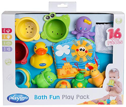 Playgro Badespielzeug-Set, 16-teilig, Ab 6 Monaten, BPA-frei, Badespielzeug Geschenkset,...