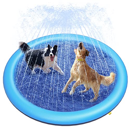 Peteast Hundepool für Große & Kleine Hunde & Kinder 59' Faltbarer Splash Sprinkler Pad,...
