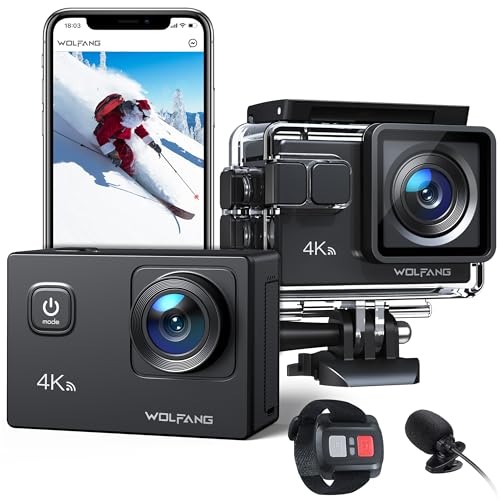 WOLFANG Action Cam GA100 Neu,4K 20MP, Unterwasserkamera WiFi 40M wasserdichte,EIS...