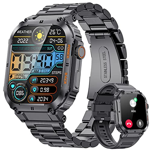 Smartwatch Herren Militärische mit Telefonfunktion,1.96'' HD Touchscreen,100+ Sportmodi...