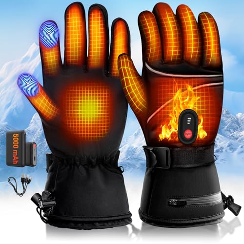 DeeprBetter Beheizbare Handschuhe Damen Herren, 5000mAh Akku Beheizte Handschuhe mit...