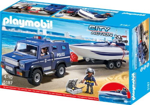 Playmobil 5187 - Police truck with speedboat