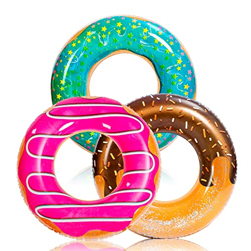 JOYIN 3 Pack Aufblasbarer Donut Schwimmreifen 32.5'/82.55cm, Schwimmring, Sommer Wasser...