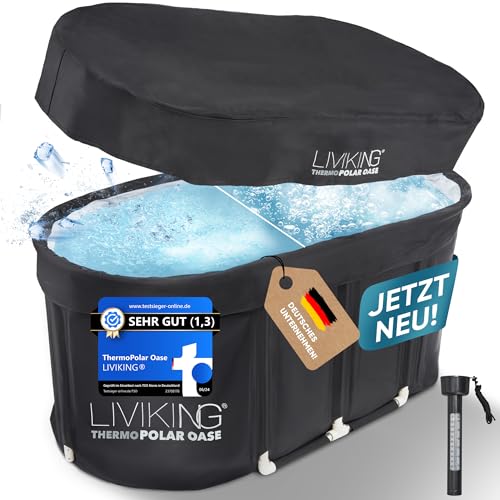 LIVIKING® Eisbad + Faltbare Badewanne Erwachsene [120cm – 2in1 KOMPLETTSET] Eisbaden...