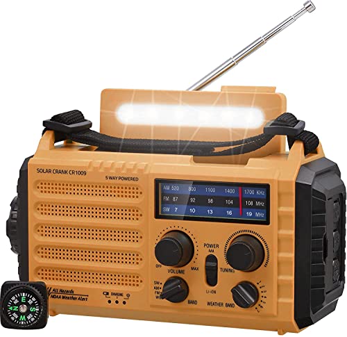 Tragbare Solar, Notfall Radio mit Kurbel, Dynamo Wetter AM/FM/SW Radio,4000mAh...