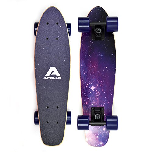 Apollo Wooden Fancy Skateboard, Vintage Cruiser Komplettboard mit und ohne LED Wheels,...