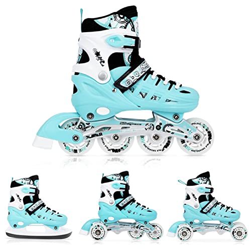 Nils Extreme Inline Skates 4in1 - Schlittschuhe Kinder - Inliner für Kinder und...