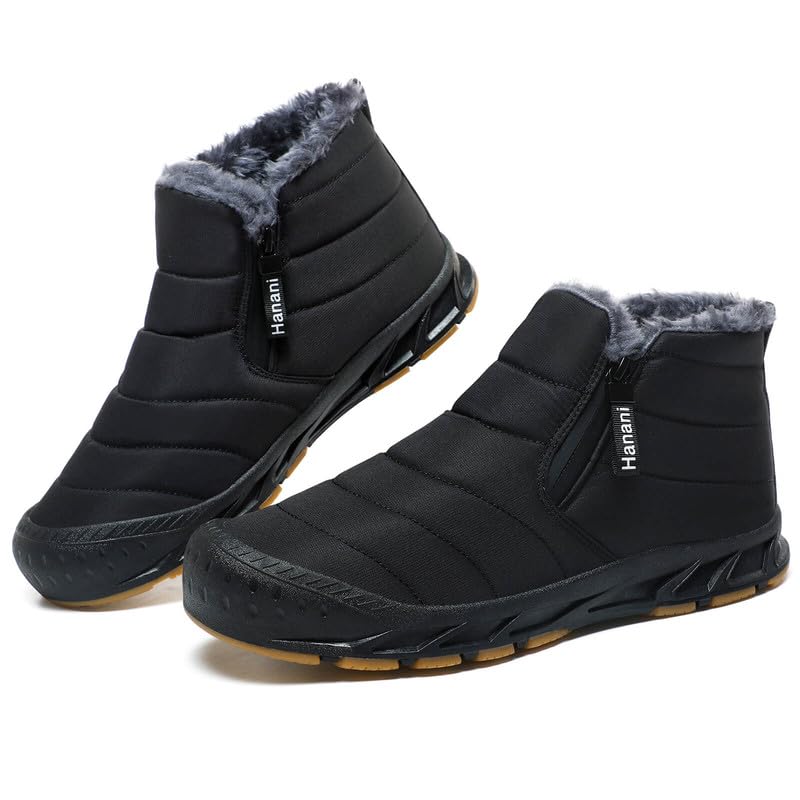 Winterschuhe Herren Warm Gefüttert Schneestiefel Reißverschluss Kurzschaft Stiefel Flach...