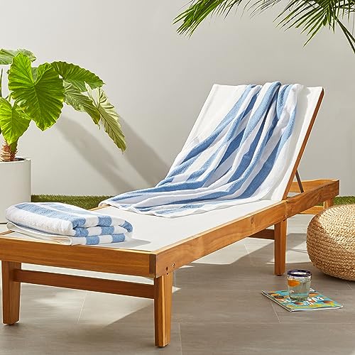 Amazon Basics – Pool und Strandtuch, 100 % Baumwolle, Frottee, Cabana-Streifen, weich...