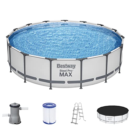 Bestway Steel Pro MAX Frame Pool Komplett-Set mit Filterpumpe Ø 457 x 107 cm, lichtgrau,...