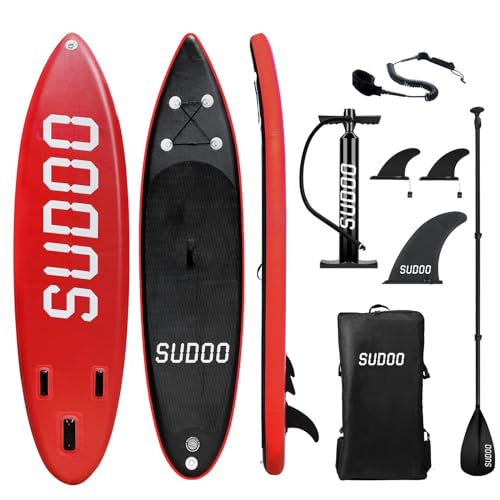 SUDOO Aufblasbare Stand Up Paddle Board 300x76x15cm Aufblasbares SUP Board für Stand-Up...