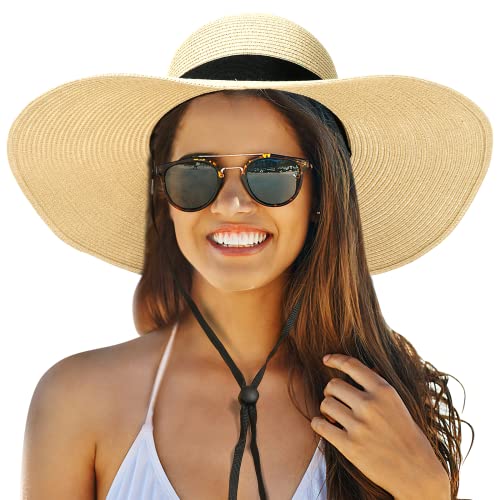 Strandhüte für Damen, Faltbare Sonnenhüte für Frauen mit UV-Schutz, Floppy Strohhut...