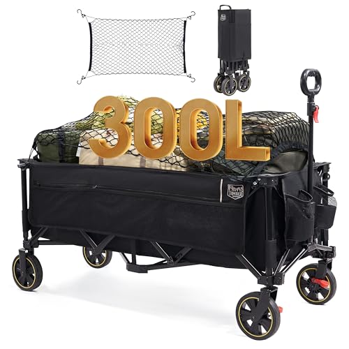 TIMBER RIDGE XXXL Bollerwagen Faltbar 300L 160KG mit Netze als Fallschutz Transportwagen...