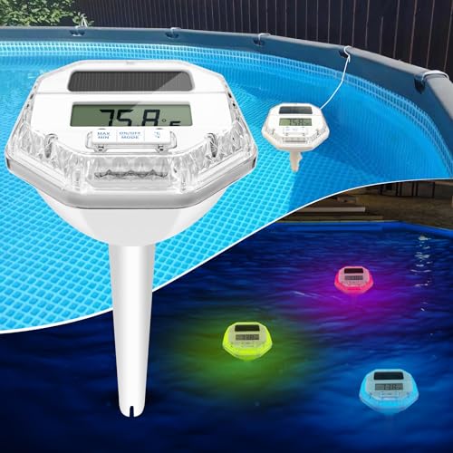 DeeprBlu Digitales Poolthermometer Schwimmend, Pool Thermometer Solar mit Farbwechsel...